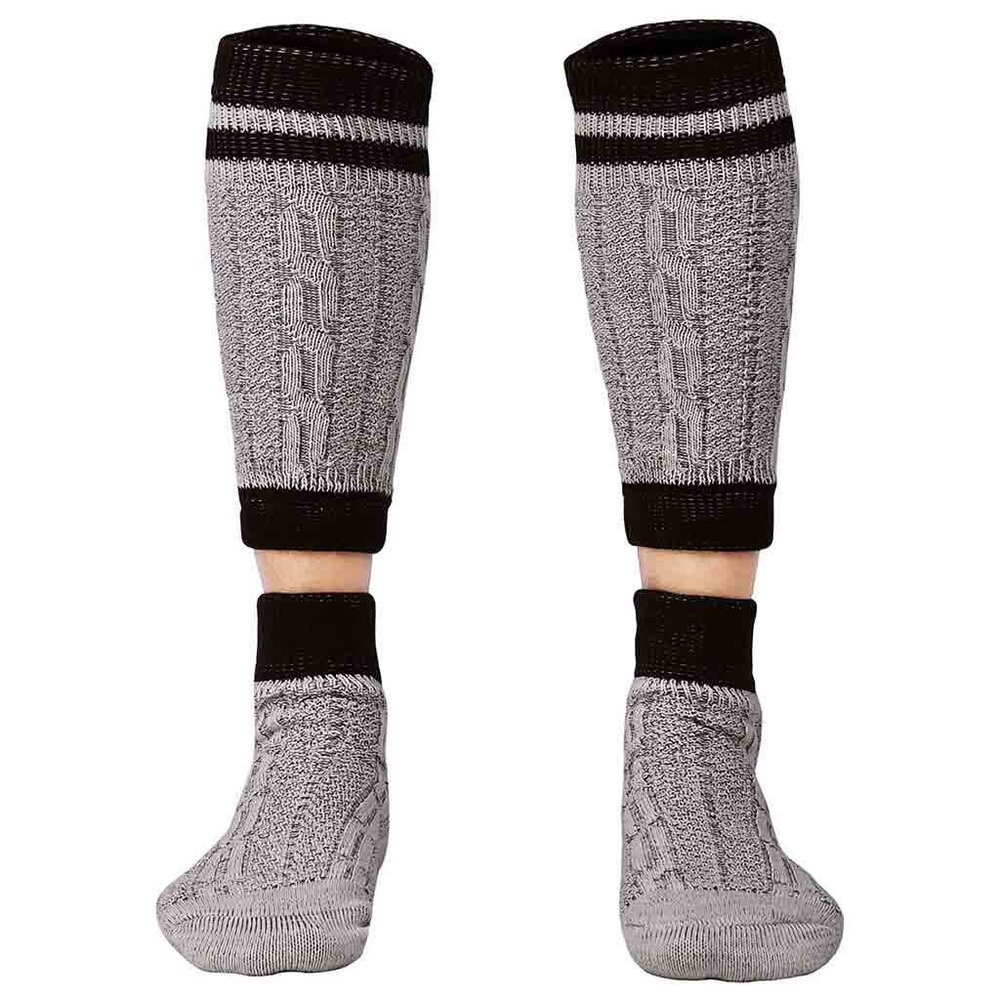 Authentic Bavarian Socks Two Piece Grey with Brown Stripes Oktoberfest Socks NEW - Picture 4 of 6